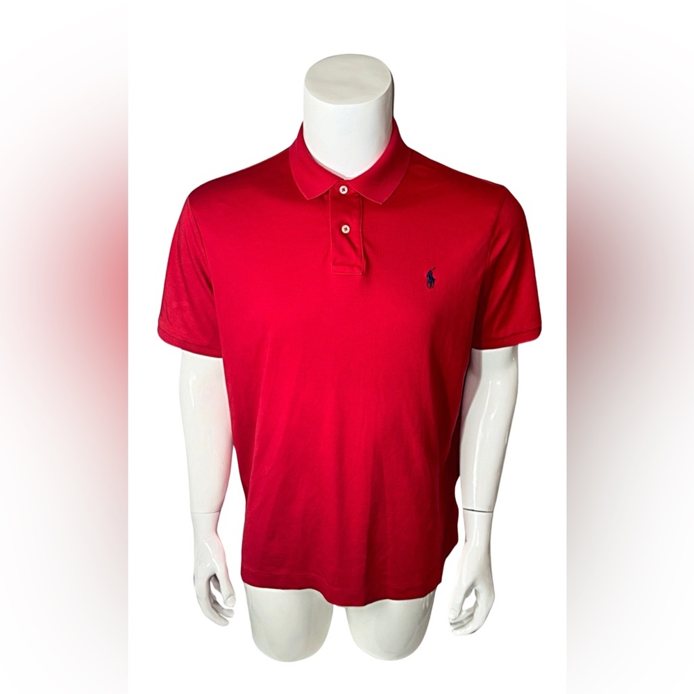 Polo Ralph Lauren Red Shirt Men’s Large L Pony Golf Short Sleeve Pima Cotton EUC